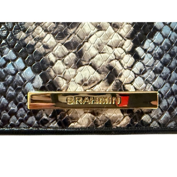 Brahmin Y2K Crocodile Embossed Snakeskin Wallet Clutch Gold Hardware Preppy Luxe - Picture 4 of 7